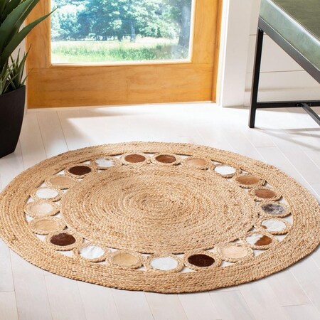 Safavieh 4 x 4 ft. Natural Fiber Round Area RugBeige & Brown NF370T-4R